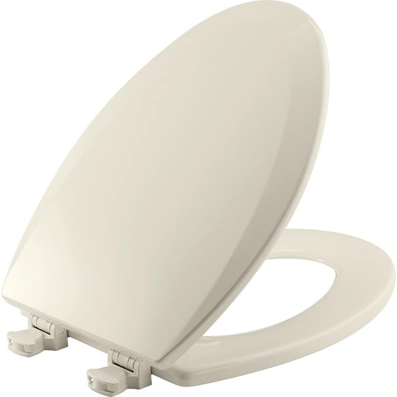 Bemis 1500EC Durable Wood Toilet Seat with Easy Clean Hinges, Made in USA, Elongated, Biscuit - Image 1